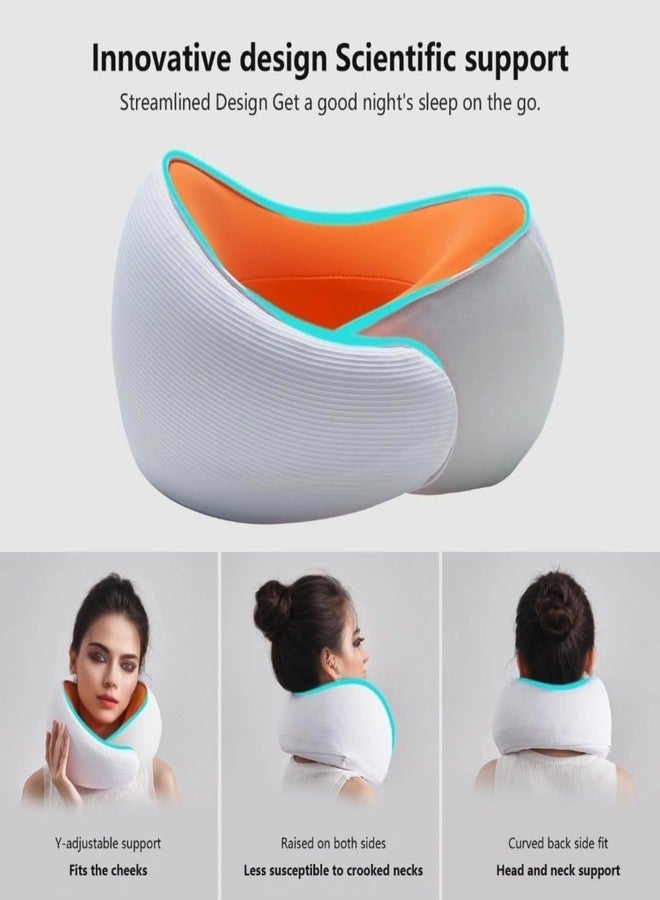 COIF Premium Memory Foam Travel Neck Pillow with Storage Bag | Ergonomic 360° Support Headrest Cushion for Airplane, Car & Office | Perfect Travel Accessories for Men & Women (White) - Image 5